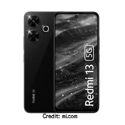 Sleek and stylish Redmi 13 5G smartphone, featuring lightning fast connectivity.
