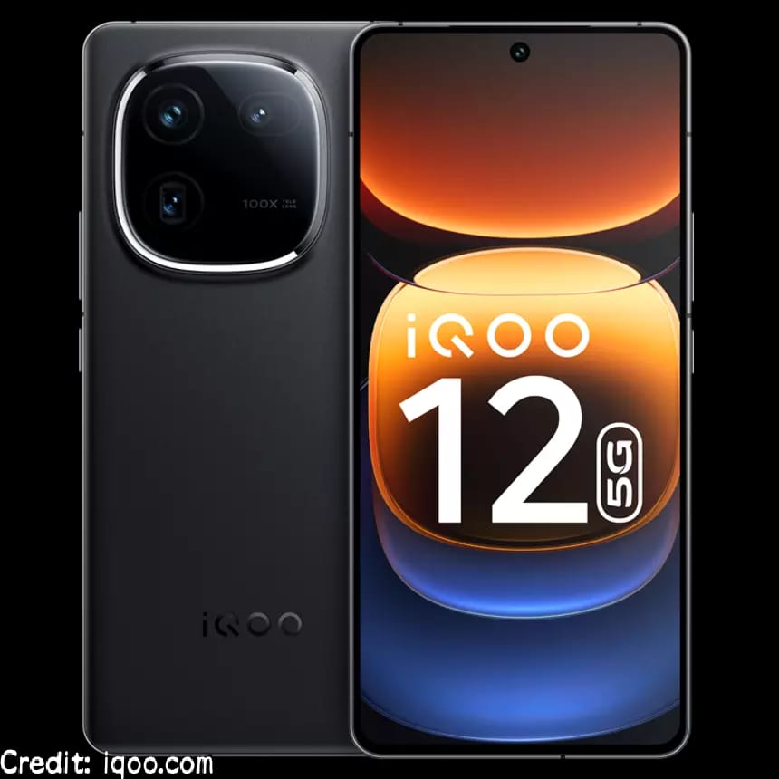 iQOO 12 5G with beautiful AMOLED display and a big battery capacity and a beautiful camera setup.