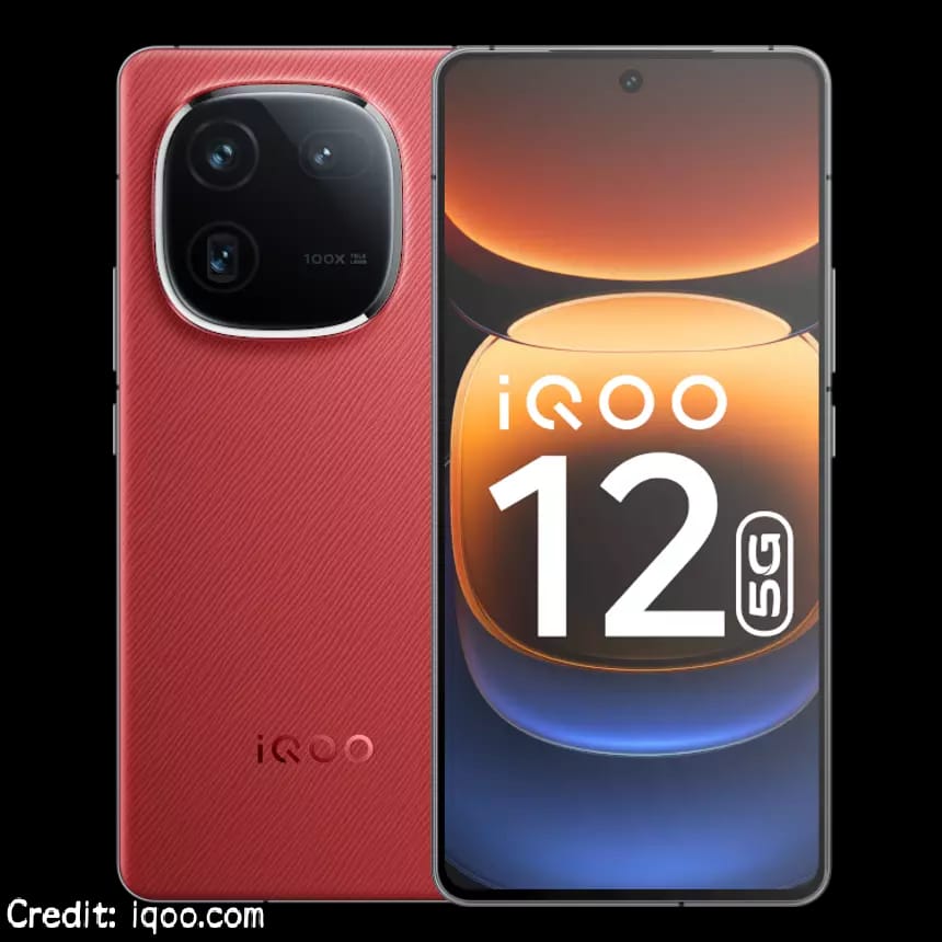 iQOO 12 5G with beautiful AMOLED display and a big battery capacity and a beautiful camera setup.